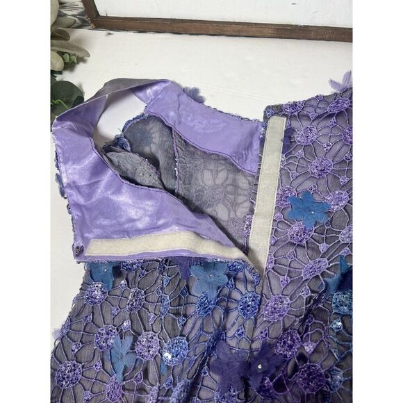 Vtg 2Pc Y2K Handmade Skirt Prom Goth Fairy Beaded‎ Witch Sheer Crochet Size 4-6 - Picture 8 of 14